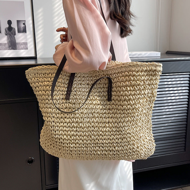 Sarah Express Woven Shoulder Bag Large Capacity Tote