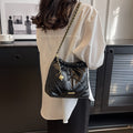 Sarah Express Quilted Rhombus Chain Shoulder Messenger Bag Black