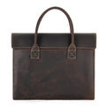 Sarah Express Crazy Horse Leather Slim Laptop Handbag Coffee S