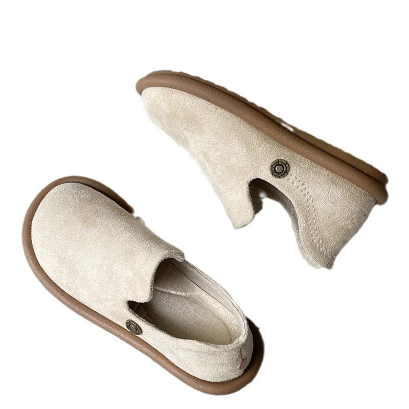 Sarah Express Vintage Suede Slip-On Round Toe Pumps