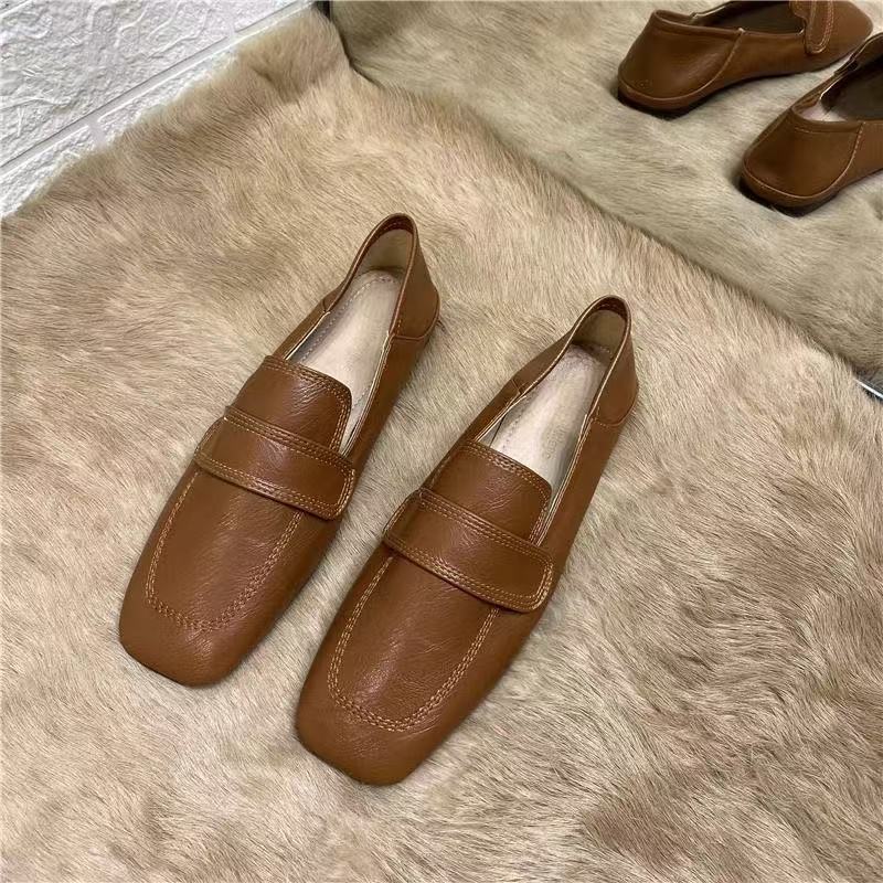 Sarah Express French-Style Retro Square Toe Flat Loafers