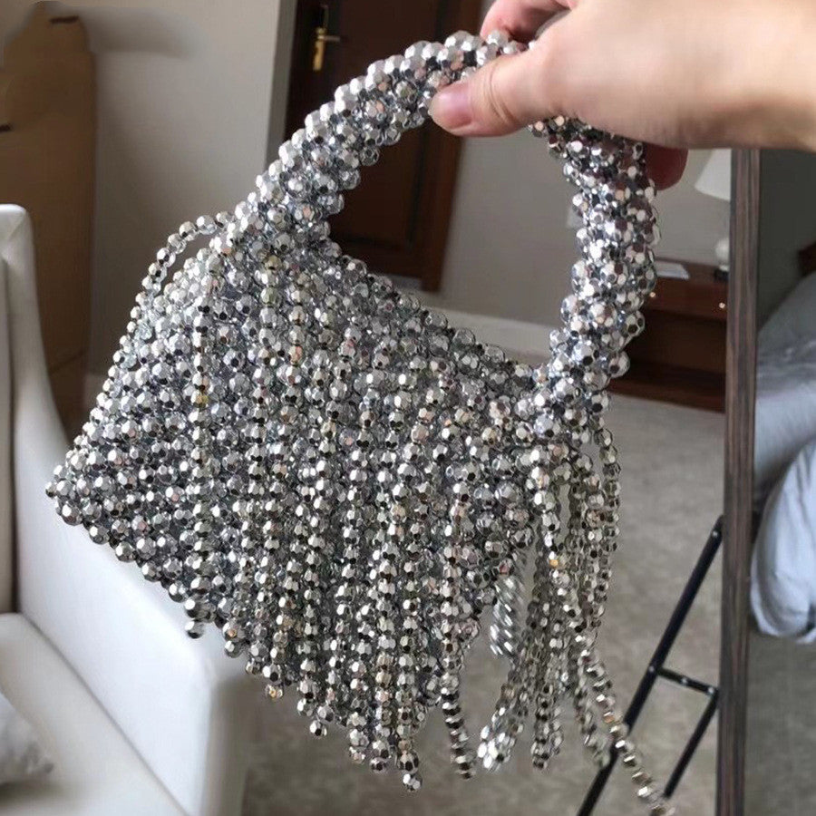 Sarah Express Beaded Acrylic Tassel Bucket Handbag