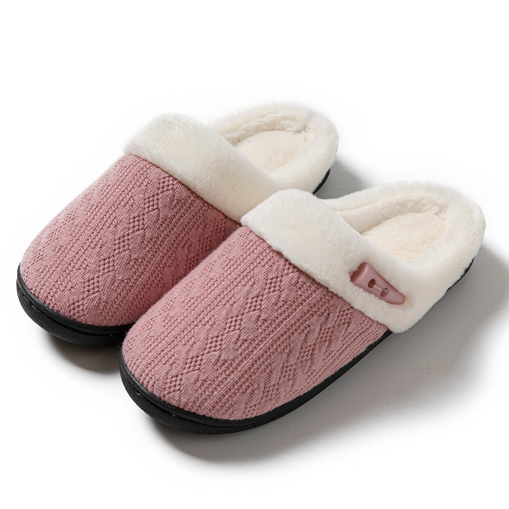 Sarah Express Unisex Cotton Slippers with Faux Fur Lining Pink