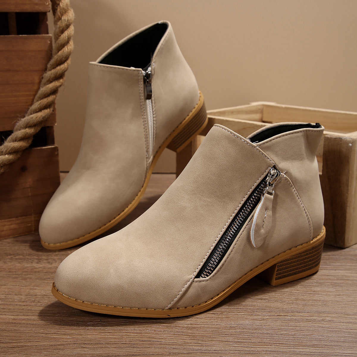Sarah Express Pointed-Toe Chunky Heel Ankle Boots