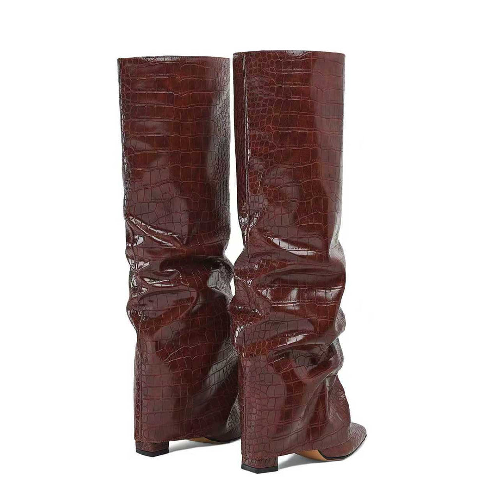 Sarah Express Chunky Heel Pointed Toe Over-the-Knee Boots