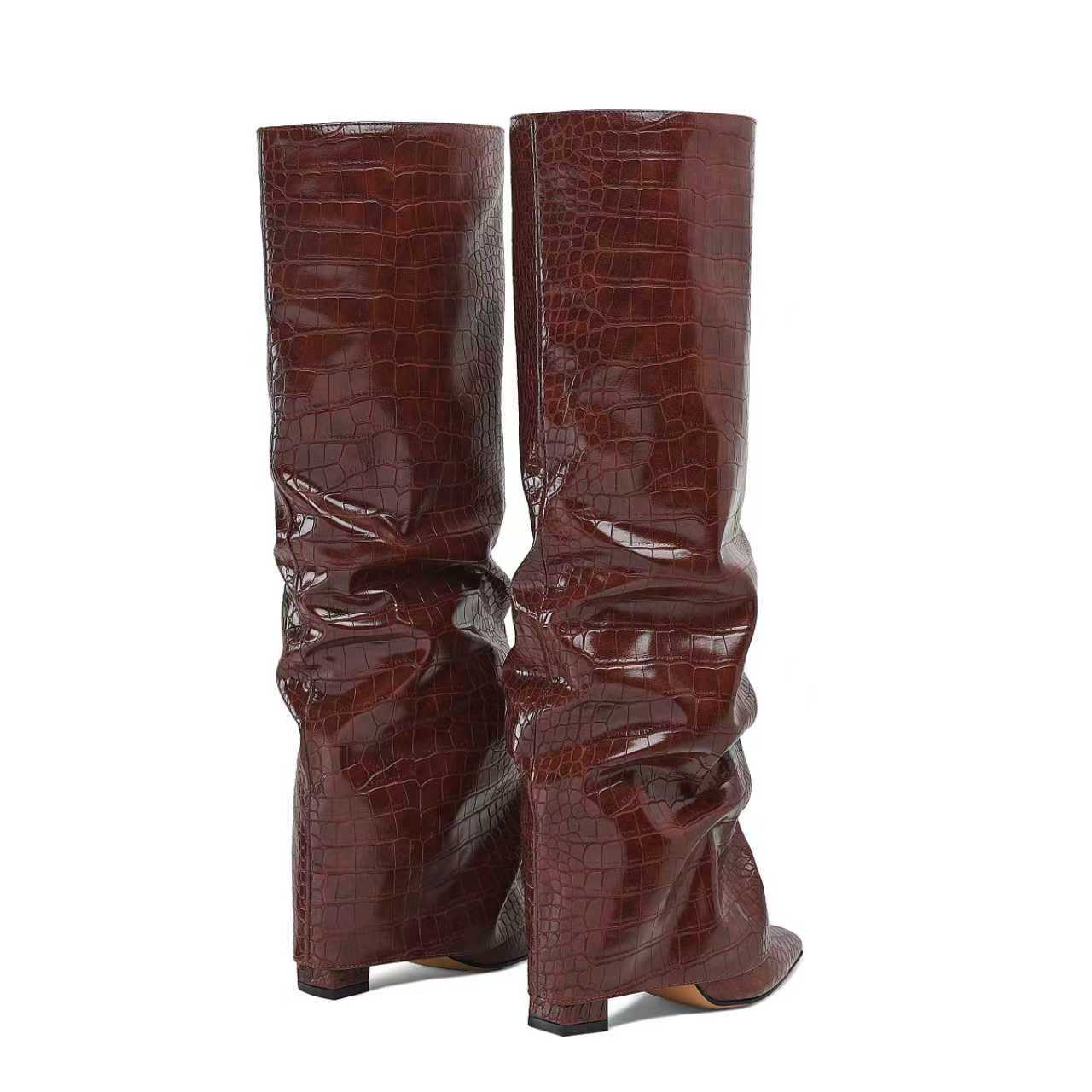 Sarah Express Chunky Heel Pointed Toe Over-the-Knee Boots