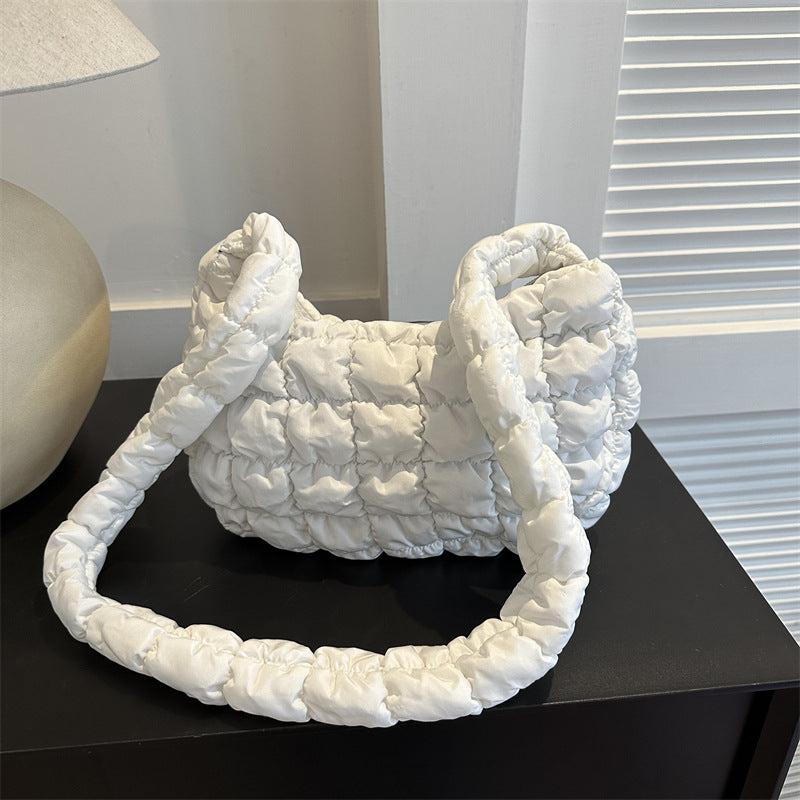 Sarah Express Nylon Dumpling Crossbody Shoulder Bag White Free Size