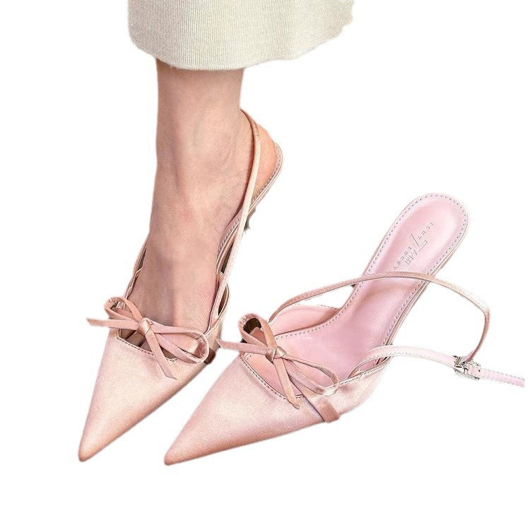 Sarah Express Bow Detail Pointed Toe Mid Heel Sandals