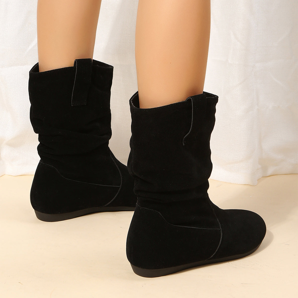 Sarah Express Suede Mid-Calf Flat Boots