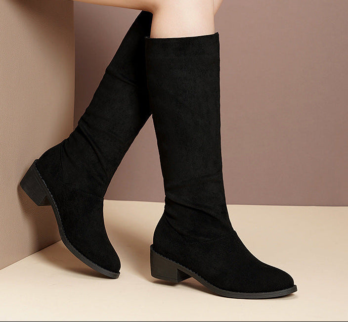Sarah Express Pointed Toe Chunky Heel Boots