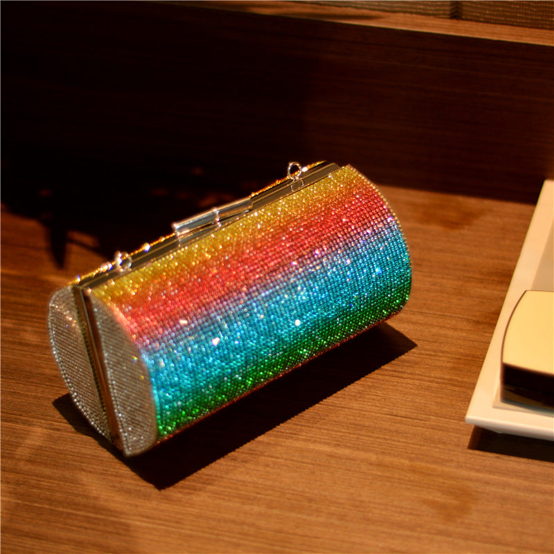 Sarah Express Rainbow Gradient Rhinestone Evening Clutch Bag