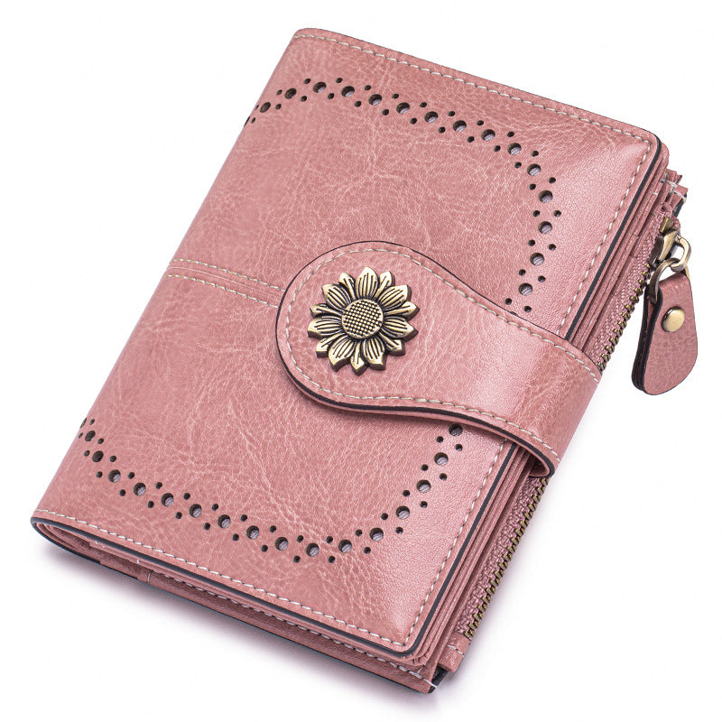 Sarah Express Anti-Theft RFID Blocking Leather Card Holder Wallet Pink 64 Pattern