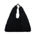Sarah Express Plush Soft Texture Shoulder Tote Bag Black