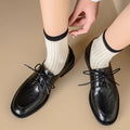 Sarah Express Round Toe Chunky Heel Leather Loafers Black