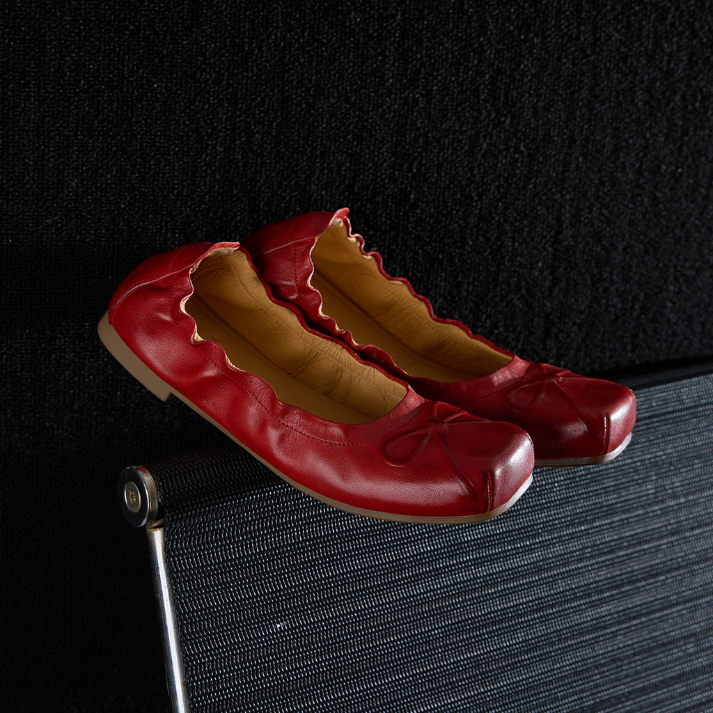Sarah Express Full Grain Leather Square Toe Flats