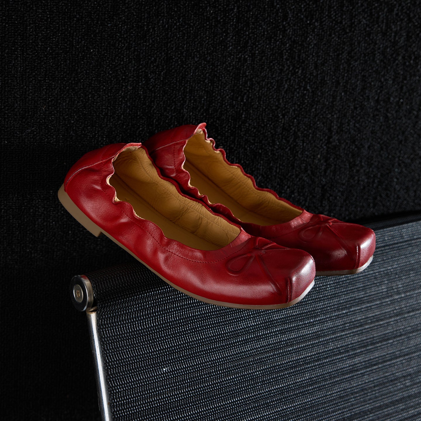 Sarah Express Full Grain Leather Square Toe Flats