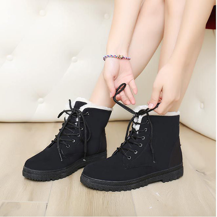 Sarah Express Women's Plush Lined Lace-Up Snow Boots