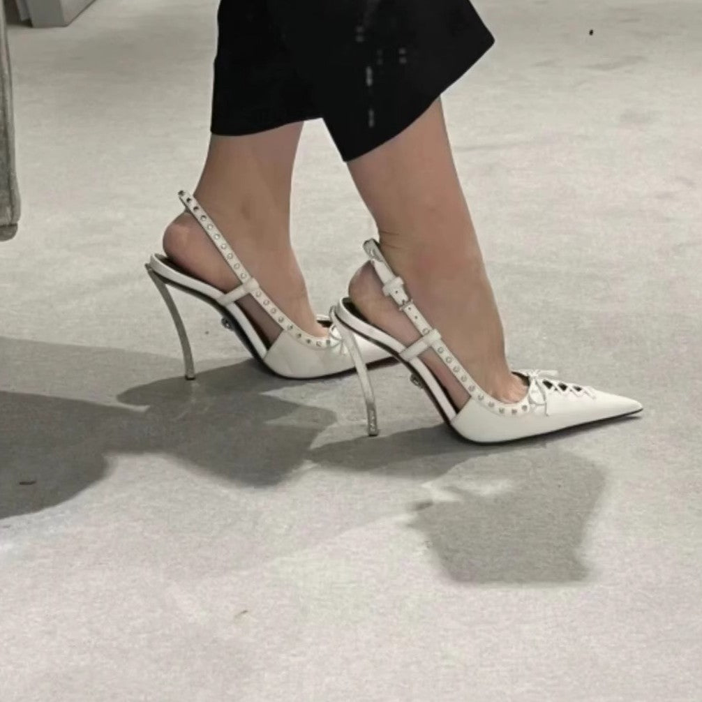 Sarah Express Pointed-Toe Stiletto Heels with Rivet Detail