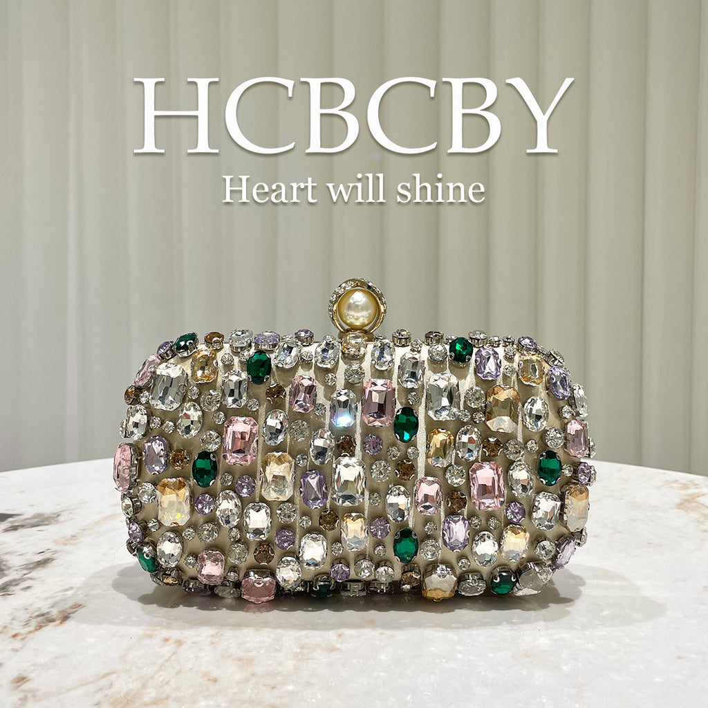 Sarah Express Gold Rhinestone Evening Clutch Chain Bag