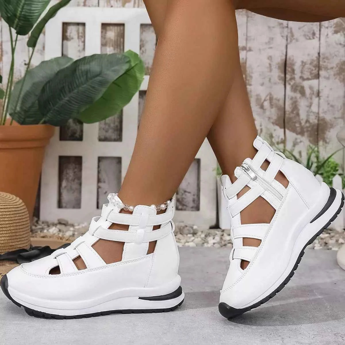 Sarah Express Women's Cutout Platform Sneakers