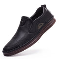 Sarah Express Men's Casual Cowhide Leather Slip-On Loafers Black