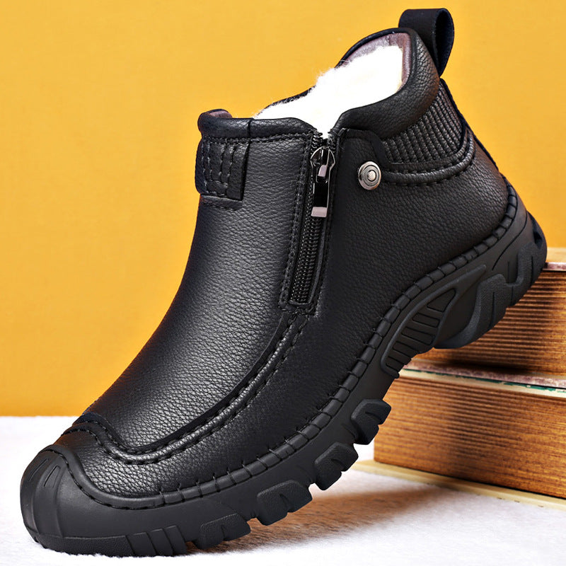 Sarah Express Men's Plush Lined Casual Zipper Flats Black