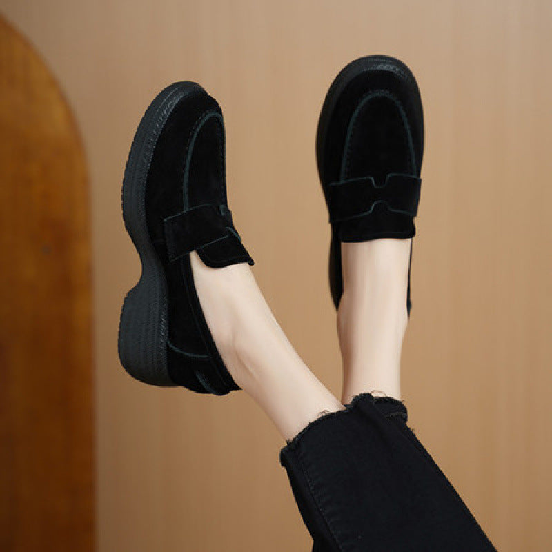 Sarah Express Skull Print Wedge Platform Slip-On Loafers Black