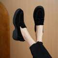 Sarah Express Skull Print Wedge Platform Slip-On Loafers Black