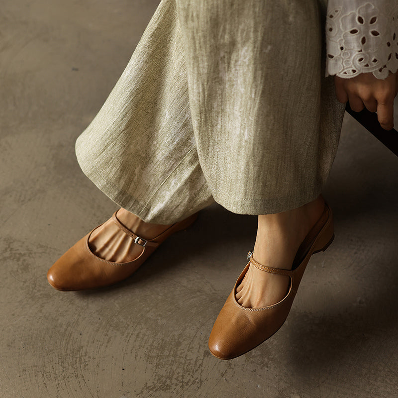 Sarah Express Full Grain Leather Mary Jane Mules