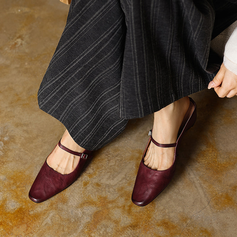 Sheepskin Mary Jane Block Heel Mules – heel profile alternate view 6