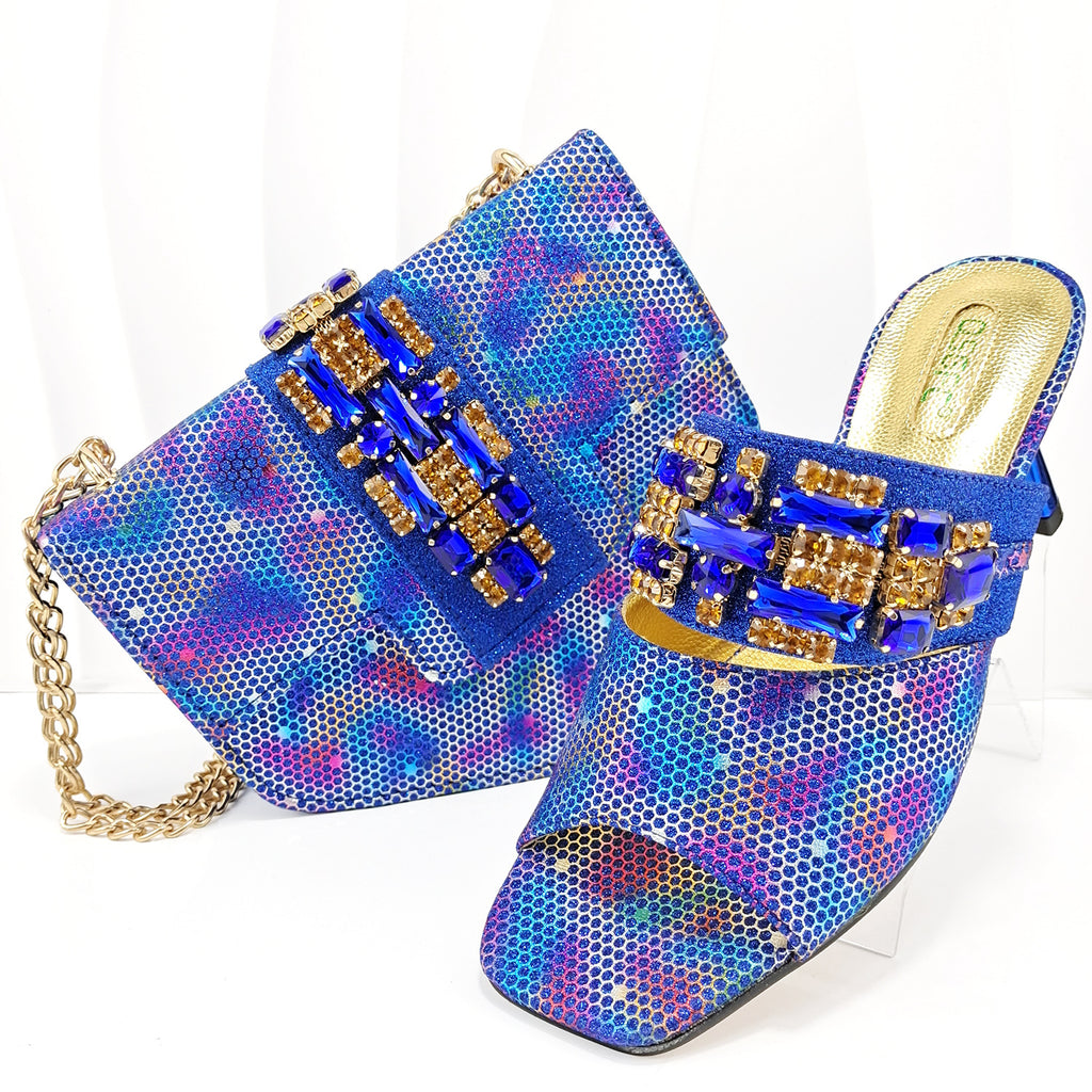 Sarah Express Camouflage Pattern Embellished Mule And Bag Set