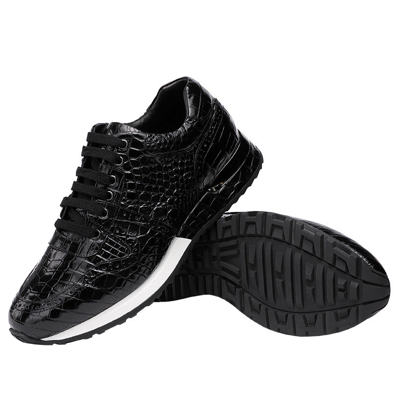 Sarah Express Men's Retro Crocodile Pattern Lace-Up Sneakers
