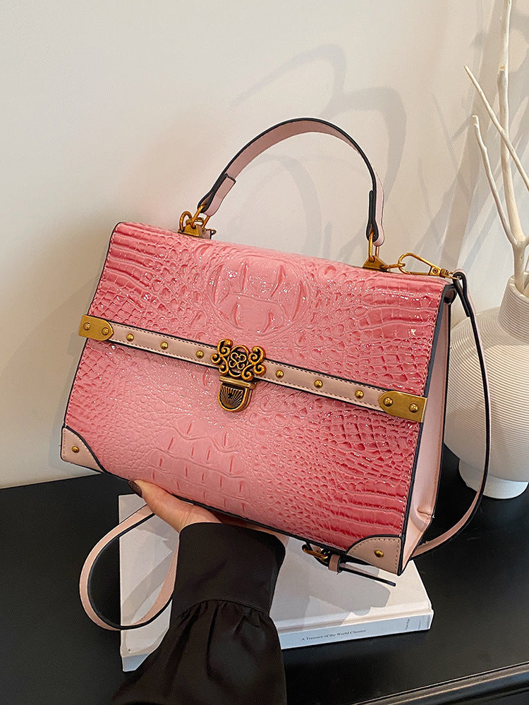 Sarah Express Crocodile Pattern Structured Women's Handbag