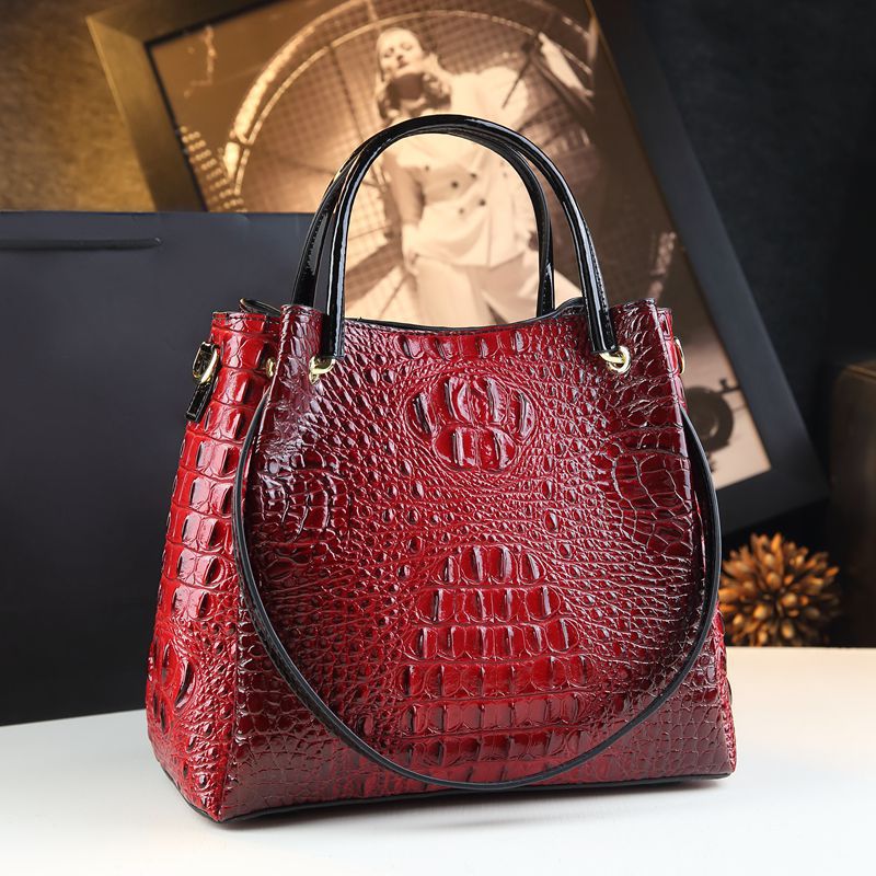 Sarah Express Crocodile-Print Textured PU Leather Shoulder Bag