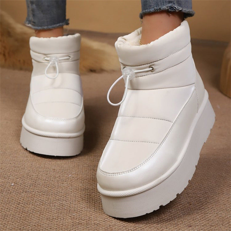 Sarah Express Fleece Lined Slip On Short Boots White