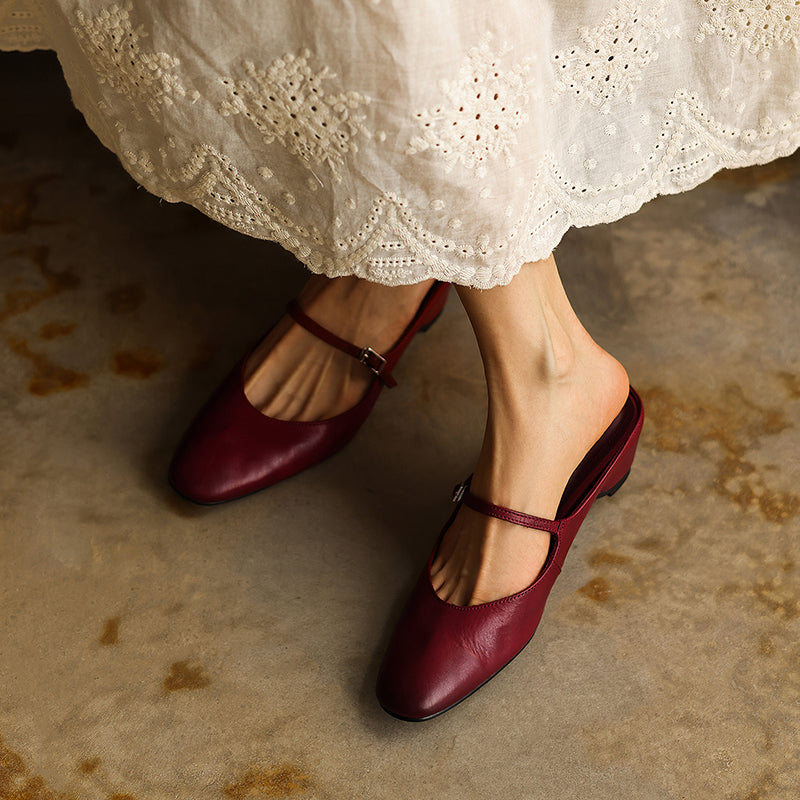 Sarah Express Full Grain Leather Mary Jane Mules