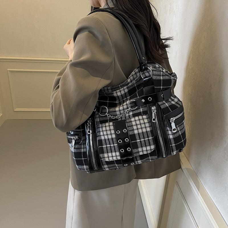 Sarah Express Plaid Crossbody Bag with Rivet Details
