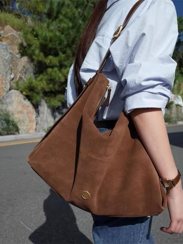 Sarah Express Matte Retro Commuter Tote Shoulder Bag Brown
