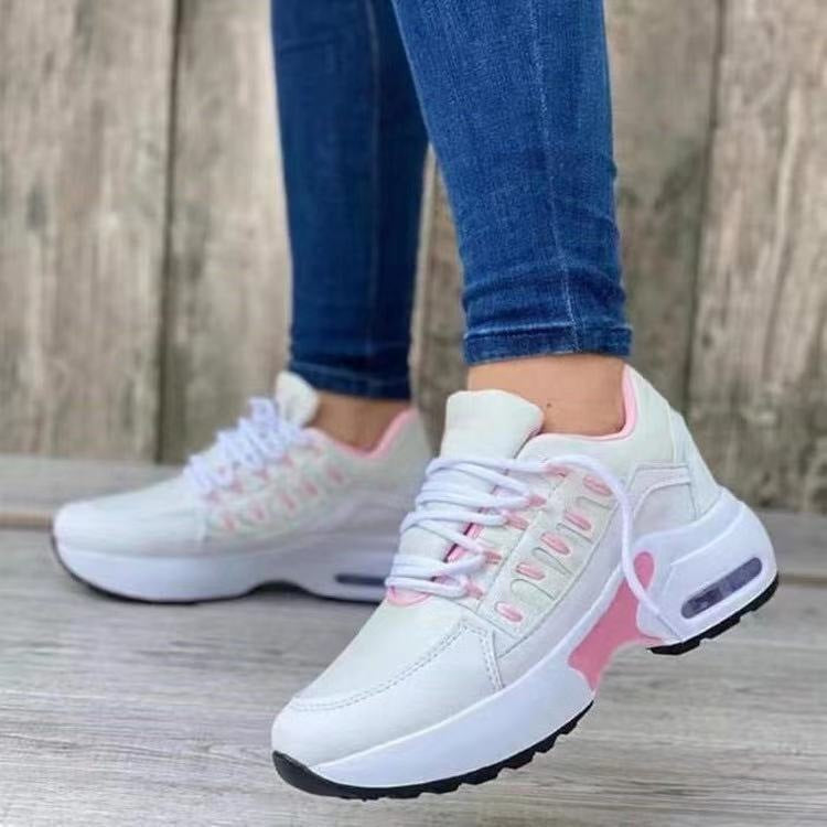Sarah Express Lace-Up Wedge Sneakers White