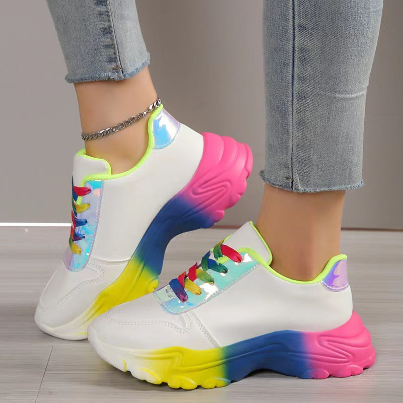Sarah Express Rainbow Gradient Lace-Up Women's Sneakers