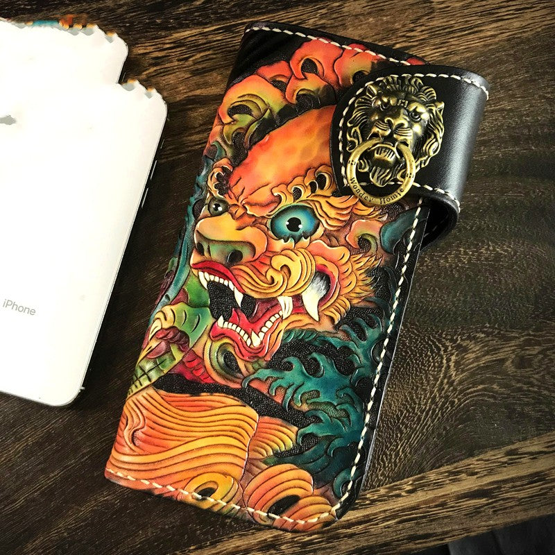 Sarah Express Embossed Cowhide Leather Treasure Wallet