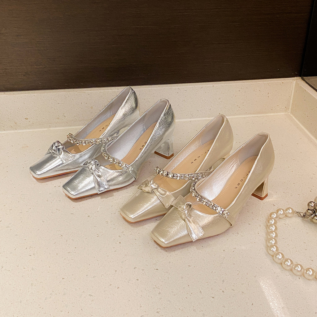 Sarah Express Rhinestone Embellished Square Toe Mary Janes