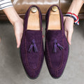 Sarah Express Unisex Suede Tassel Slip-On Flats Purple