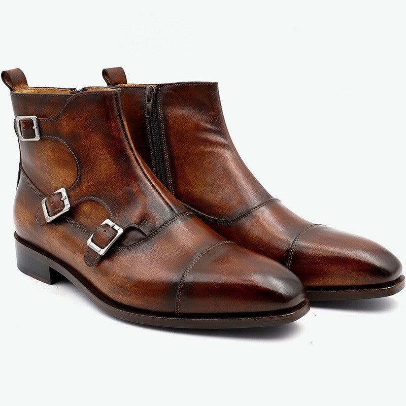 Sarah Express Handmade Leather Buckle Casual Boots