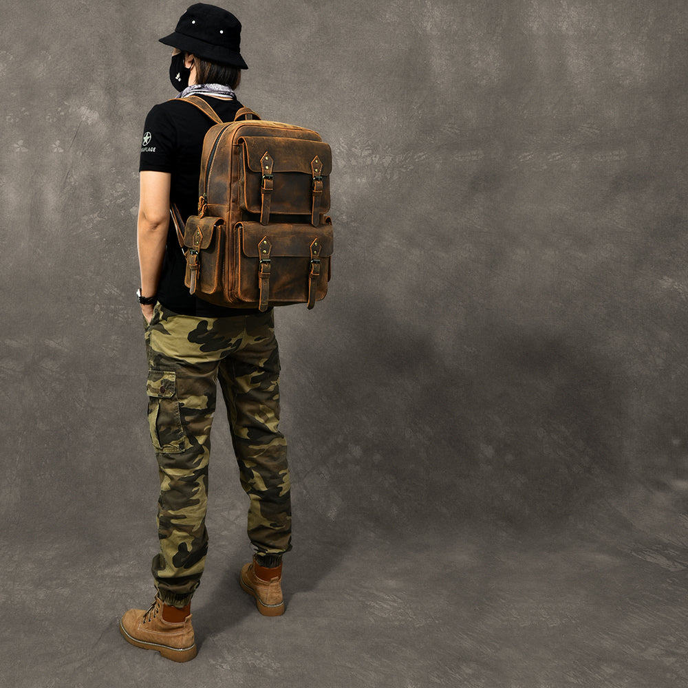 Sarah Express Vintage Crazy Horse Leather Backpack