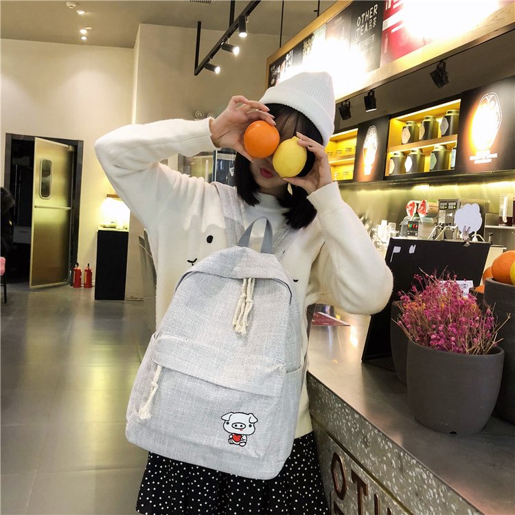 Sarah Express Solid Color Casual Student Backpack blue