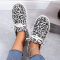 Sarah Express Women's Flyknit Leopard Print Flat Sneakers Leopard Print