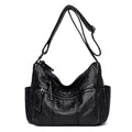 Sarah Express Solid Color PU Leather Crossbody Handbag Black