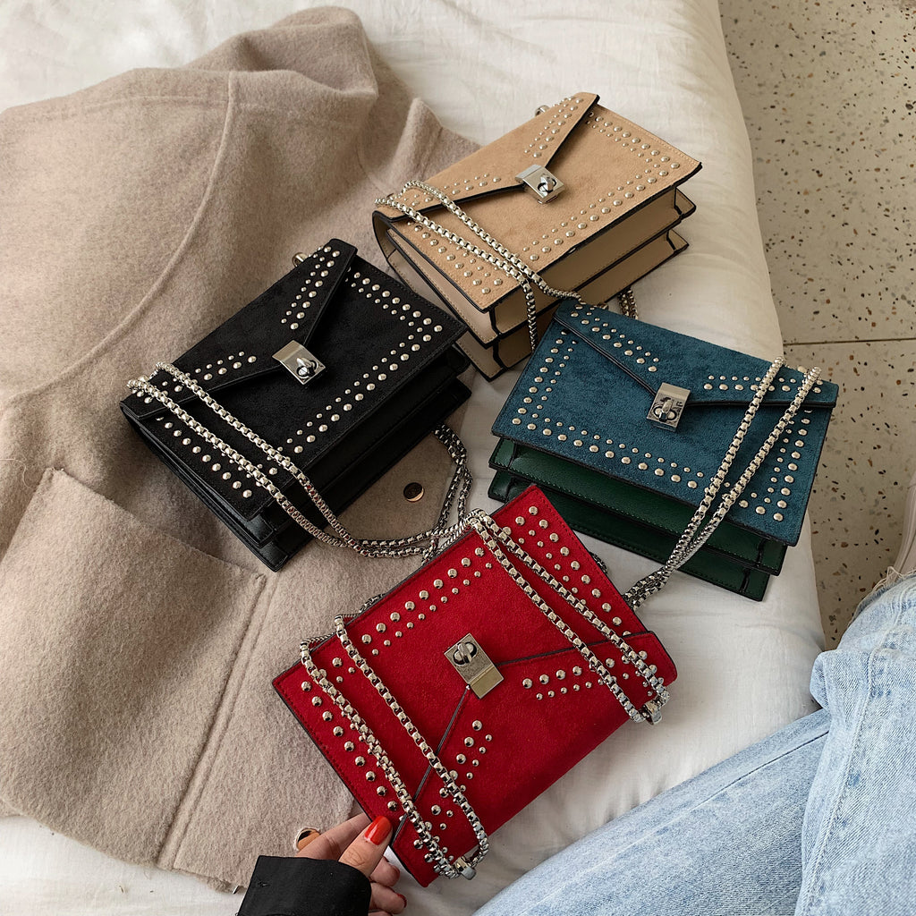 Sarah Express Studded Flap Messenger Shoulder Bag