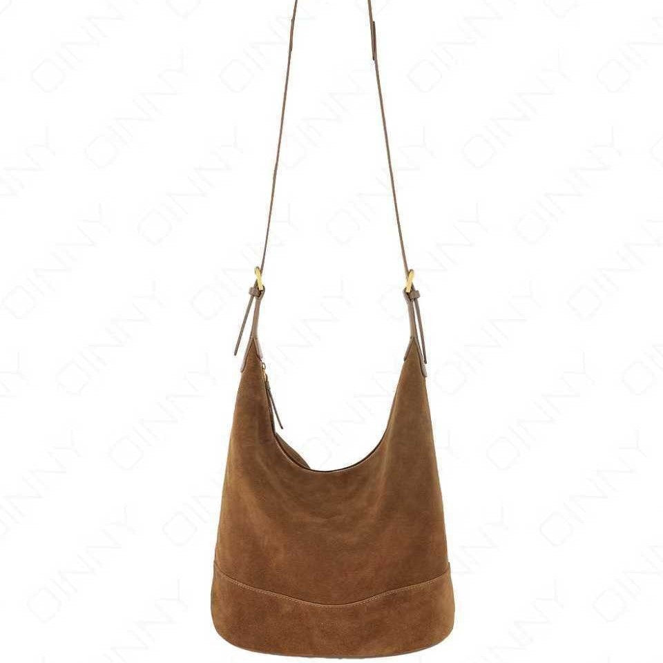 Sarah Express Retro Suede Slouchy Bucket Bag